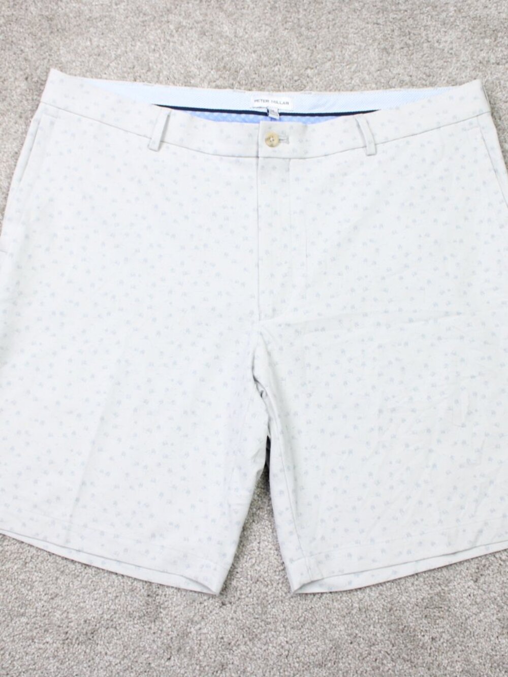 Peter Millar Shorts Mens 38 Gray Geometric AOP Salem Carts Performance 9" Golf